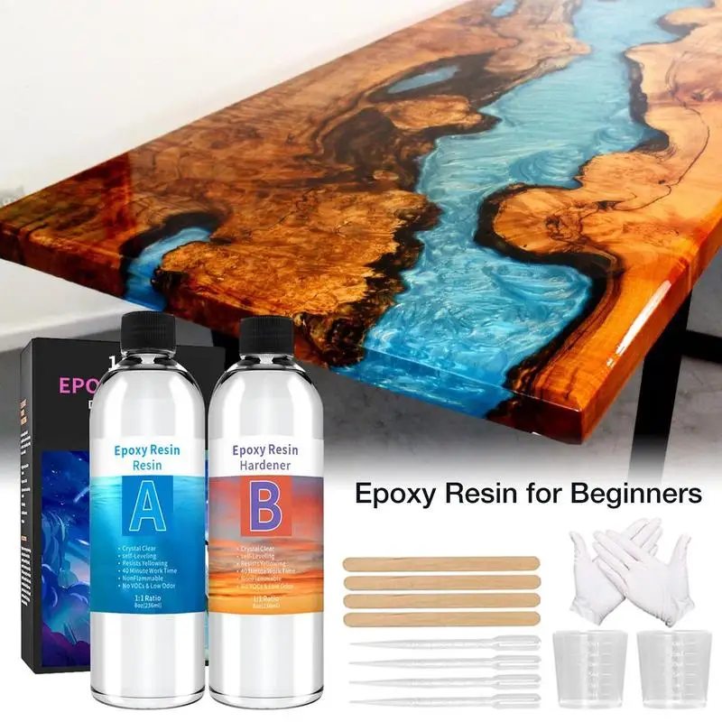 

AB Epoxy Resin And Hardener Kit Clear Cast Resin Set Yellowing Resistant Beginners DIY Supplies For Jewelry Art Crafts Casting