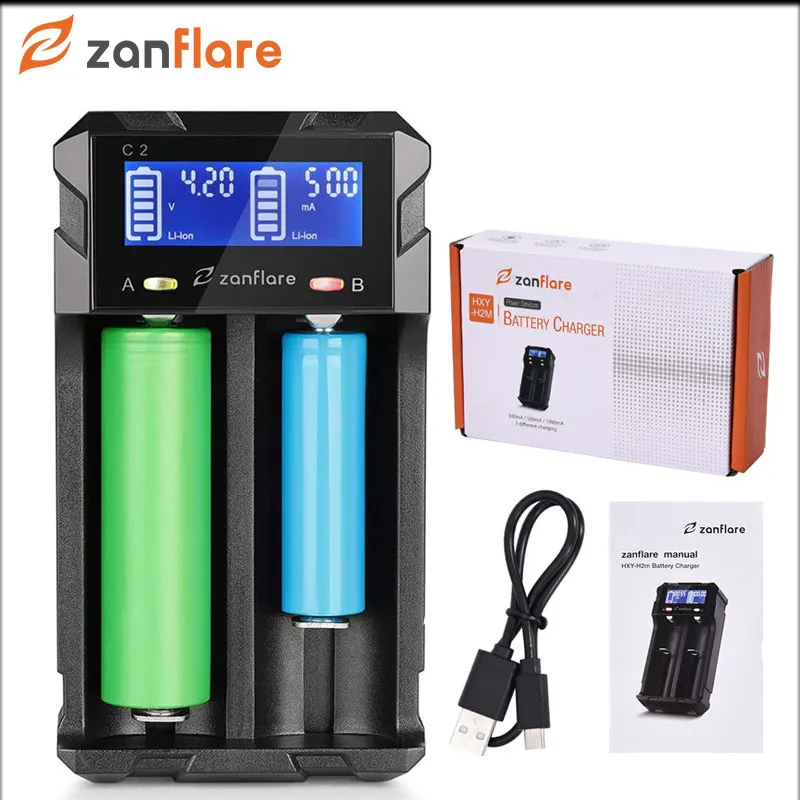 

1/2/Slots Q1C2 110V/220V 18650 Battery Charger Black For 14500 14650 16650 18350 18500 18650 3.7V Rechargeable Lithium Batteries