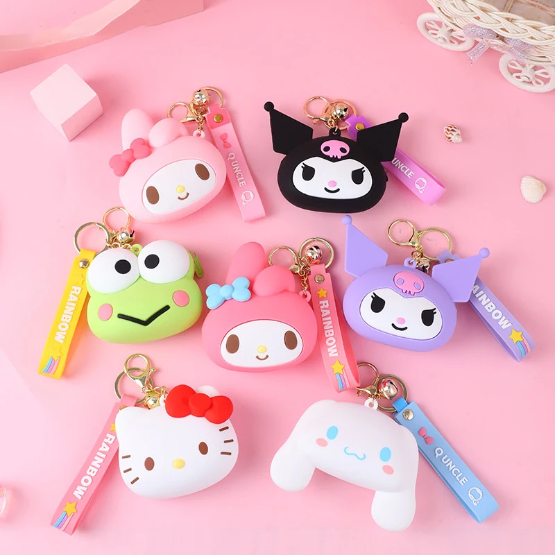 

Sanrios Bag Pendant My Melody Cinnamoroll Purin Kuromi Kittys Silicone Coin Purse Anime Kawaii Car Key Bags Keychain Toy Gifts