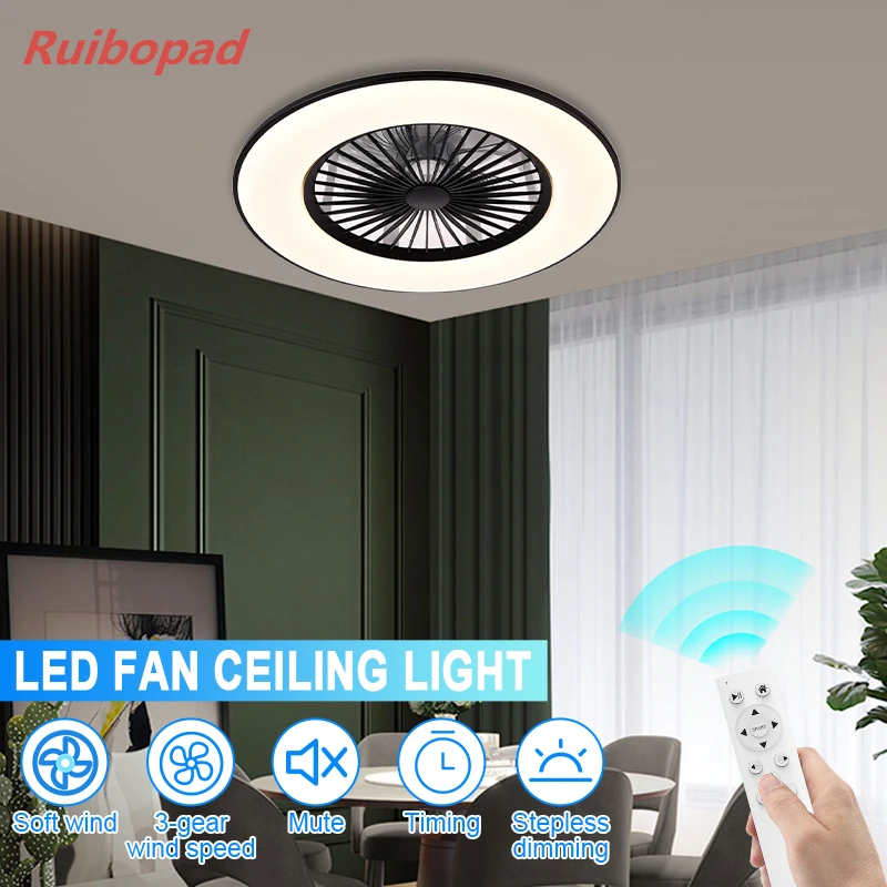 Smart 56cm Round Ceiling Fans Lamp Low Ceiling Dining Bedroom Home Led Light Remote Control Fan ceiling fan led ceiling fan lights led fan light
