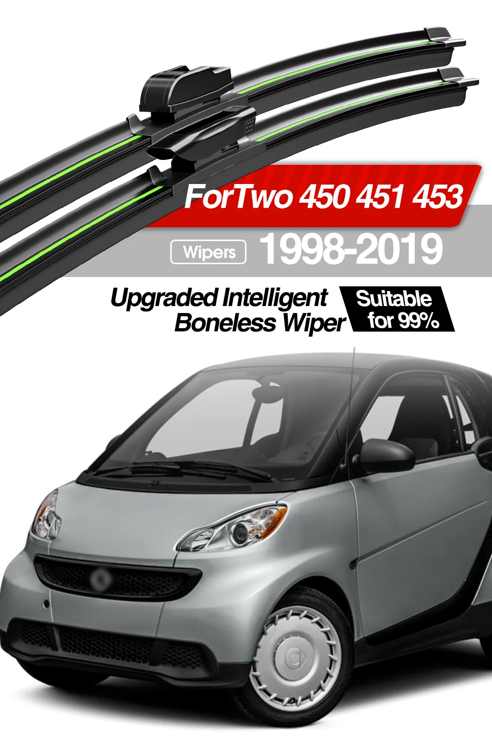 Für Smart ForTwo 450 451 453 1998-2019 Frontscheibe Wischer Klingen 2 stücke Windschutzscheibe Fenster Zubehör 2000 2004 2008 2014 2018 – Detail 1