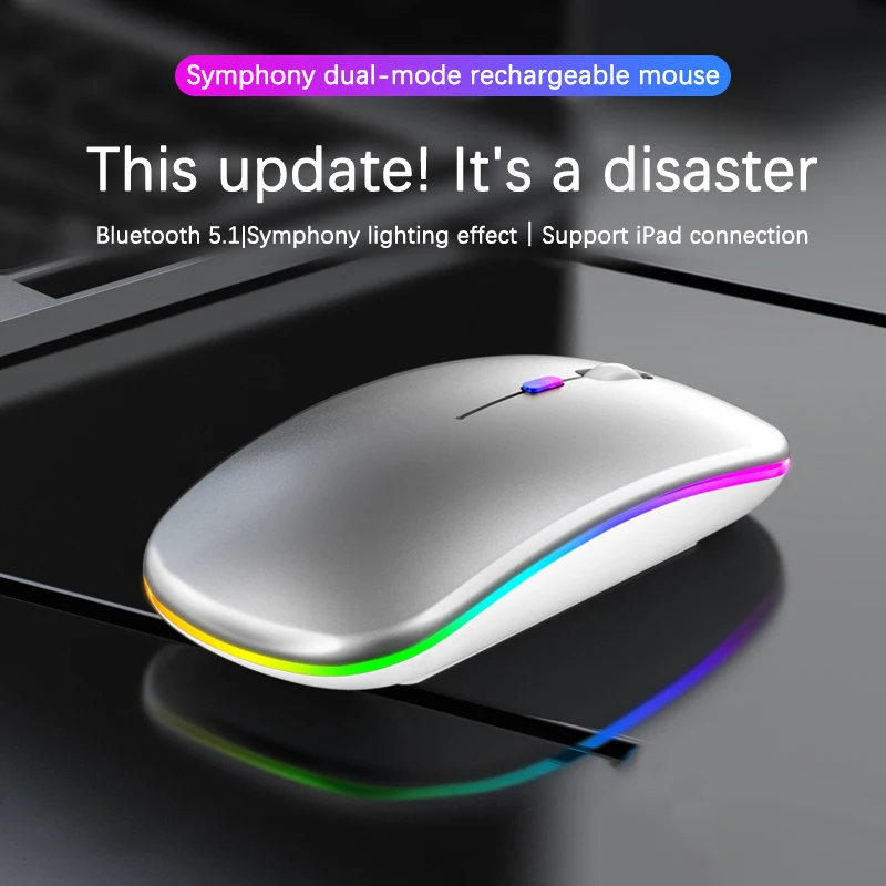 1600DPI 2.4Ghz Wireless Mouse Ergonomic Silent Mouse Rechargeable RGB Backlight Mice USB Receiver For Laptop PC Tablet Mute Mice wireless mouse ergonomic mouse