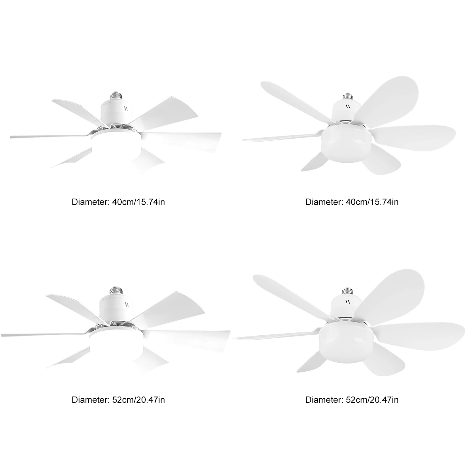 Screw in Ceiling Fan in Light Socket with Remote Ceiling Fan with Light 3 Speeds Dimmable for Bedroom Kitchen Living Room