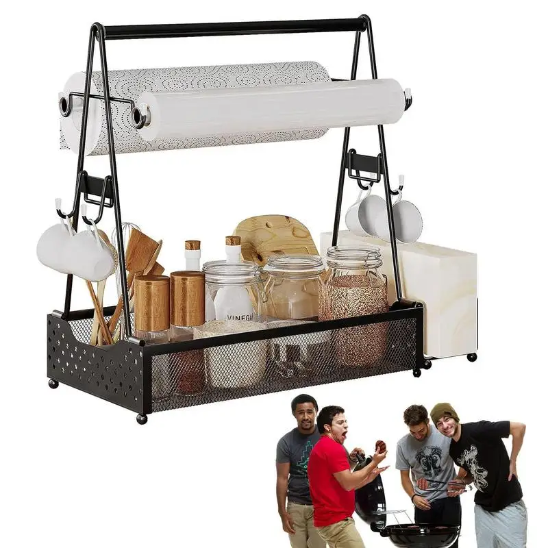 

Metal Spice Rack Wall Mounted Storage Rack Multifunctional Shelf Hanging Spice Jar Organizer Countertop Table For Kitchen Gadget