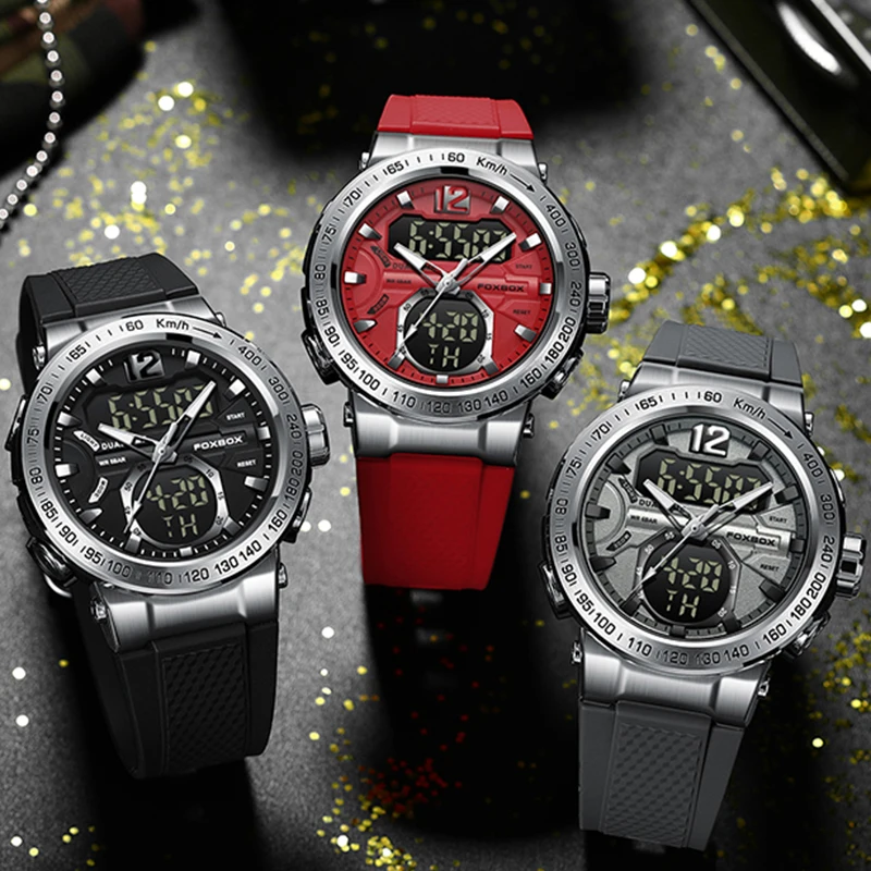 Top Brand FOXBOX Mens Luxury Digital Quartz Watches Sport Military Wrist Watch Male Casual Clock Watches Relogio Masculino 2023