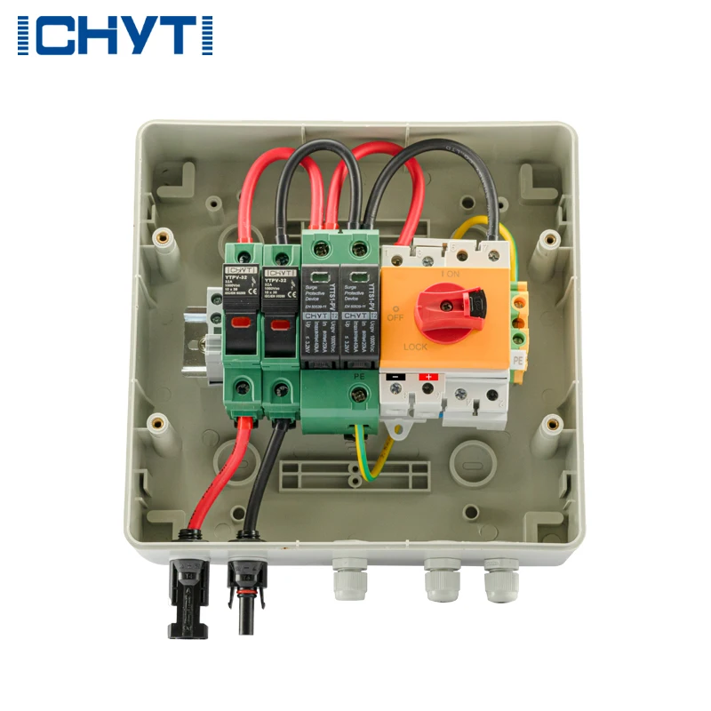 Waterproof Outdoor Surface Mounted 1-in-1-out 1000V IP65 Solar PV Surge Lightning Protection DC Distribution Box Combiner Box