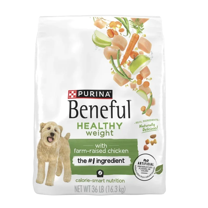 

Сухой корм для собак Purina Beneful для взрослых, здоровый вес, высокая протеиновая ферма для выращивания курицы, пакет 36 фунтов