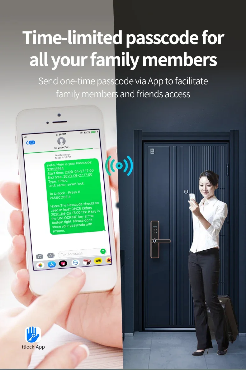 Home Electronic Automatic Anti-theft Wifi door lock With Fingerprint Smart Door Lock