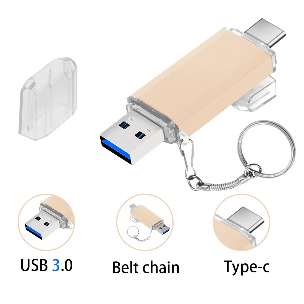 10개 맞춤형 무료 로고 타입 C 3.0 USB 플래시 드라이브 8GB 16GB 32GB 64GB USB 스틱 펜 드라이브 128GB 스마트폰/PC 3.0용