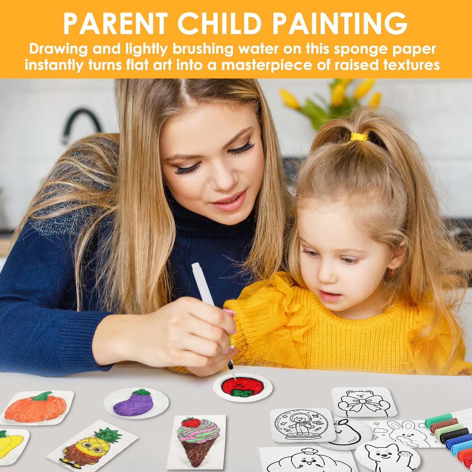 1 Set Magic Foam Texture Painting Kit 3D Magic Puffy Foam Texture Painting Paper DIY Drawing Texture Art Supplies for Children