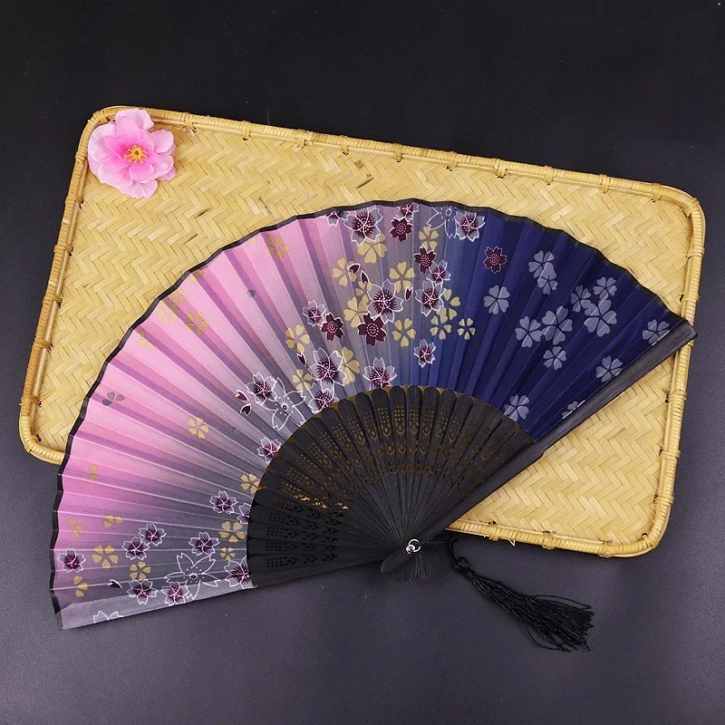 Folding Fan Vintage Style Chinese Craft Gift Hand Wedding Dance Party Manual For Girl Women Photo Props Home Decoration