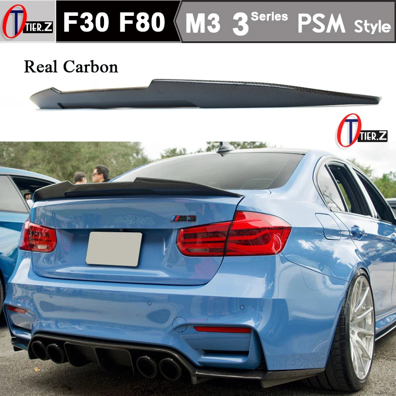 

Real Carbon Fiber Trunk Spoiler Wing for 2012 - 2018 BMW 3 Series Sedan F30 2012 - 2018 M3 F80 PSM Style Trunk Boot Spoiler Lip