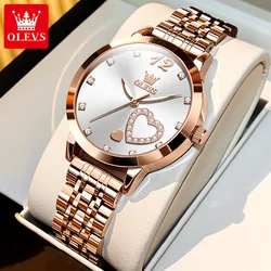 OLEVS Elegant Love Diamond Inlaid Women's Quartz Watch with Steel Band (WHITE)