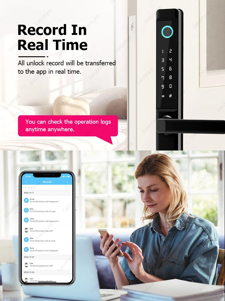 Waterproof Double-sided Gate Lock Fingerprint Lock APP RFID Code Keyless Smart