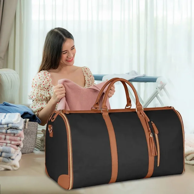 Duffle Bag for Women – Large Leather Travel Tote with Shoe Pouch