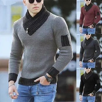 Nuovo Autunno Inverno Uomo Casual Vintage maglione lavorato a maglia dolcevita di lana oversize 2023 uomini coreani pullover di cotone caldo maglioni 1