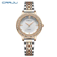 CRRJU Luxury Watch For Woman High Quality Diamond Ladies Quartz Watch Waterproof Stainless Steel Women Watches reloj 2