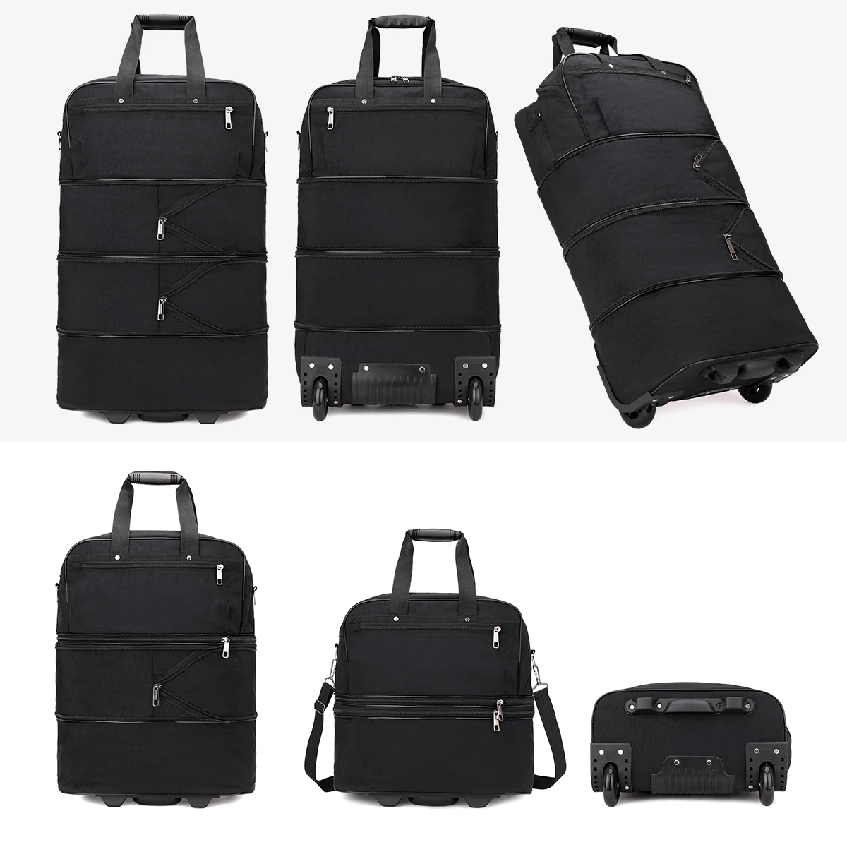 2025 New Fashion Roller Travel Bag, Convertible Clothing Bag, Wear-Resistant Folding Storage Handbag, Extended Duffel Bag