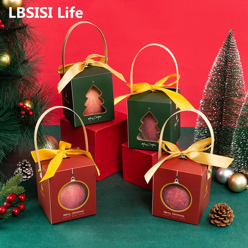 LBSISI Life – boîtes cadeaux nouvel an, 10 pièces, fenêtre transparente  pour emballage de bonbons et de pommes, décoration de fête de noël pour  enfants