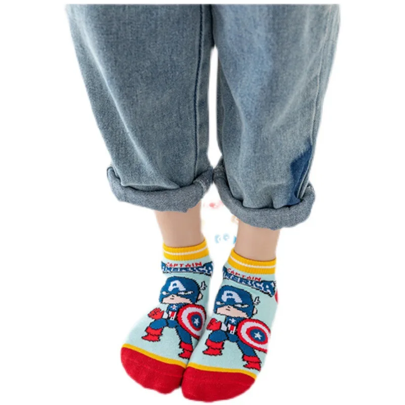 Kids Socks Anime Figure 5 Pairs Children Socks iron Spider Prints Kids Boy Short Socks Cartoon Baby Spring Summer Boat Sock Birthday Gift