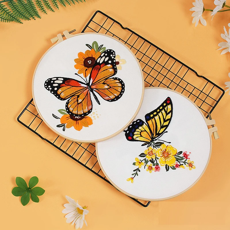 Butterfly Flower Embroidery Stitch Practice kit Beginners Embroidery Kit for Craft Lover