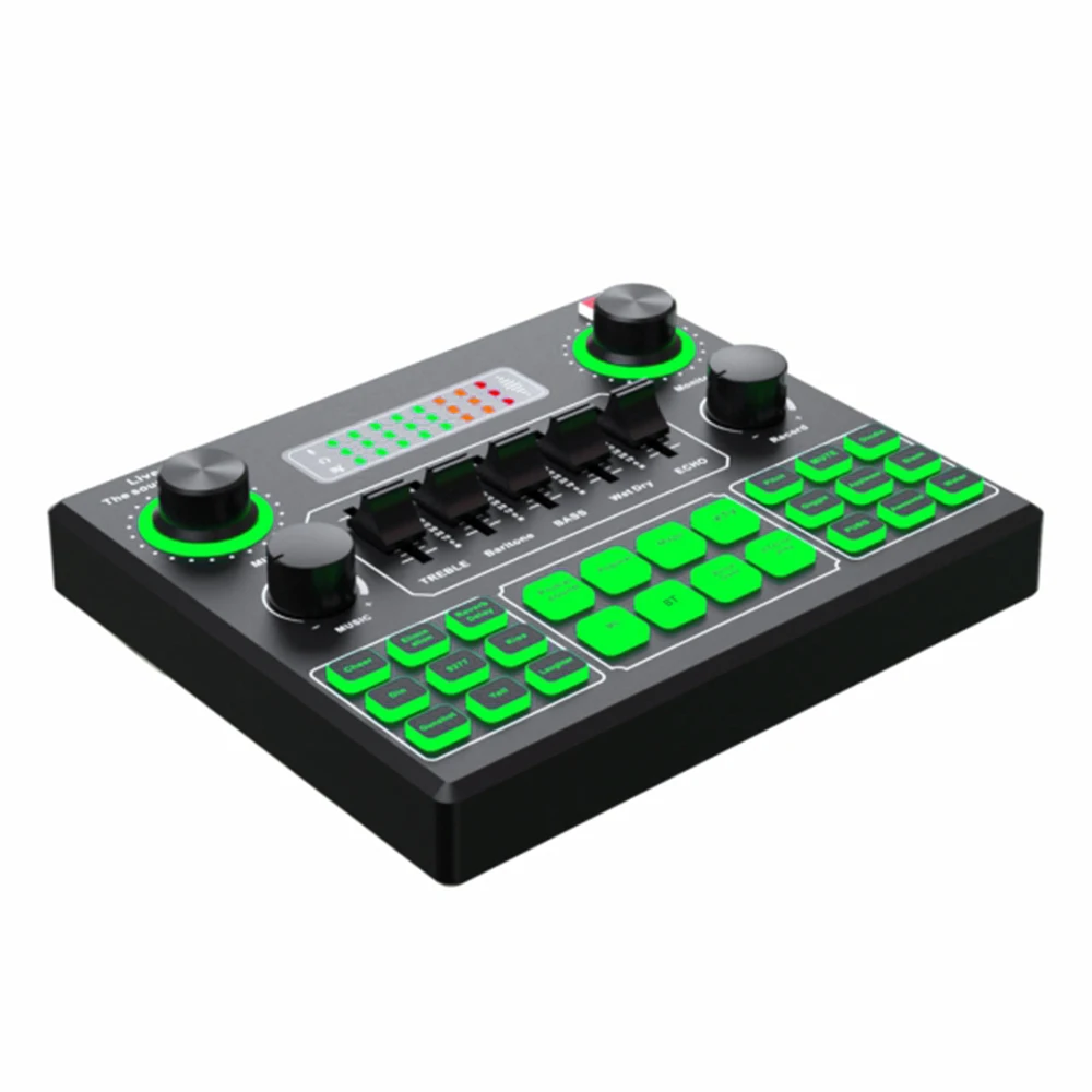 V9 사운드 카드 라이브 사운드 카드 가라오케 방송 녹음 용 외부 오디오 믹서 홈 KTV 게임 음악 노래 PC 휴대 전화