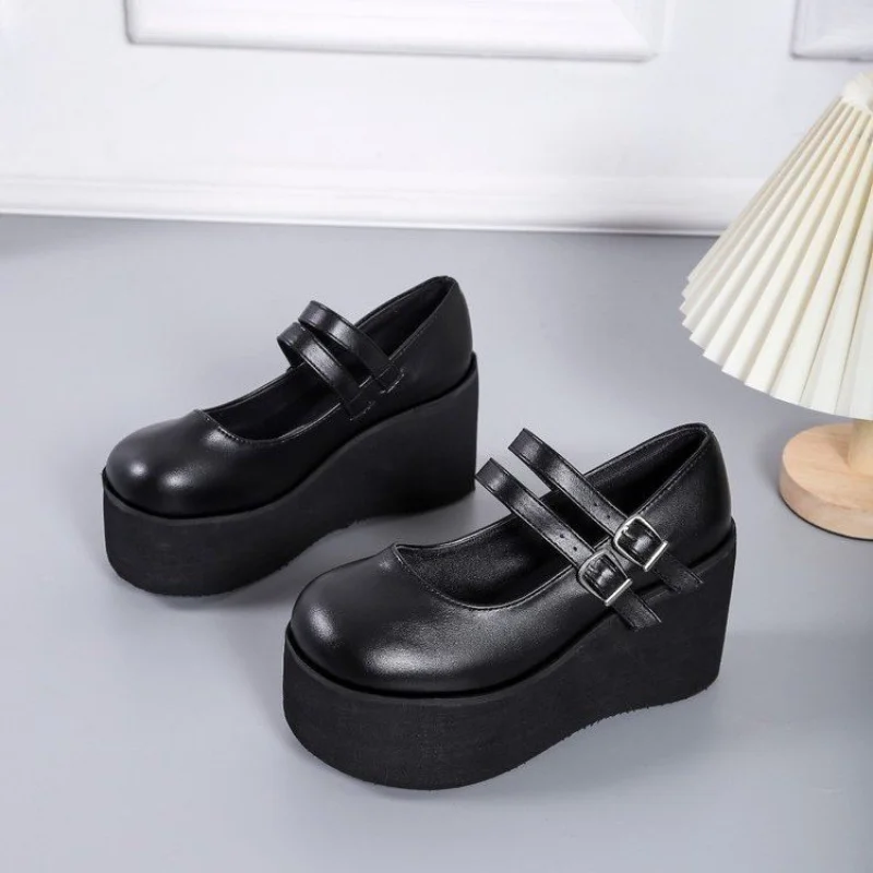 Brand New Female Lolita Cute Mary Janes Pumps Platform Wedges High Heels women's Pumps Sweet Gothic Punk Shoes Woman