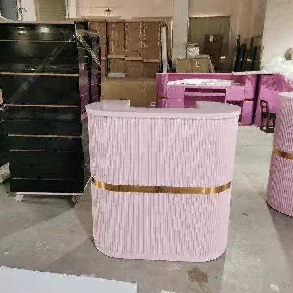 Cashier Reception Desk Durable Counter Hot Pink or White for Beauty Salon Barbershop Use
