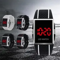 Simple LED Watches For Men Fashion Sport Red Light Digital Display Square Watch Silicone Watchband Classic Black White Men Watch 2