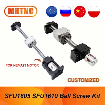 Entrepôt européen vis à billes SFU1605 / SFU1610 300mm-1600mm extrémité usinée avec BK12 BF12 + DSG16H + couplage + support HM12-57 pour cnc