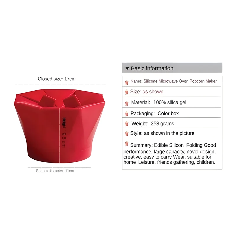 Foldable Silicone Silicone Popcorn Bowls High Quality Kitchen Easy Tools DIY Popcorn Bucket Bowl Maker Popcorn Microwaveable
