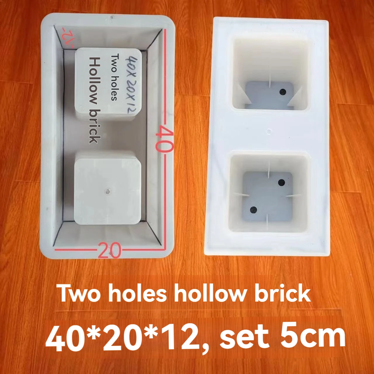 Double Hole Hollow Brick Plastic Cement Mould 40x20x12cm Decorative Wall River Slope Protection Masonry Brick Prefabricated concrete molds