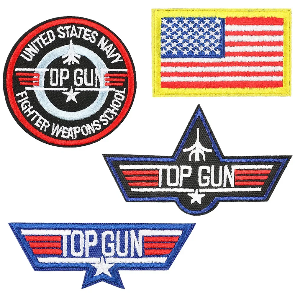 Description Picture 5 of itemTop Gun Flight Badge US Fighter Weapons School Emblem Embroidery Iron on Patch Maverick Pilot Badge for Men Jacket Cap DIY Decor