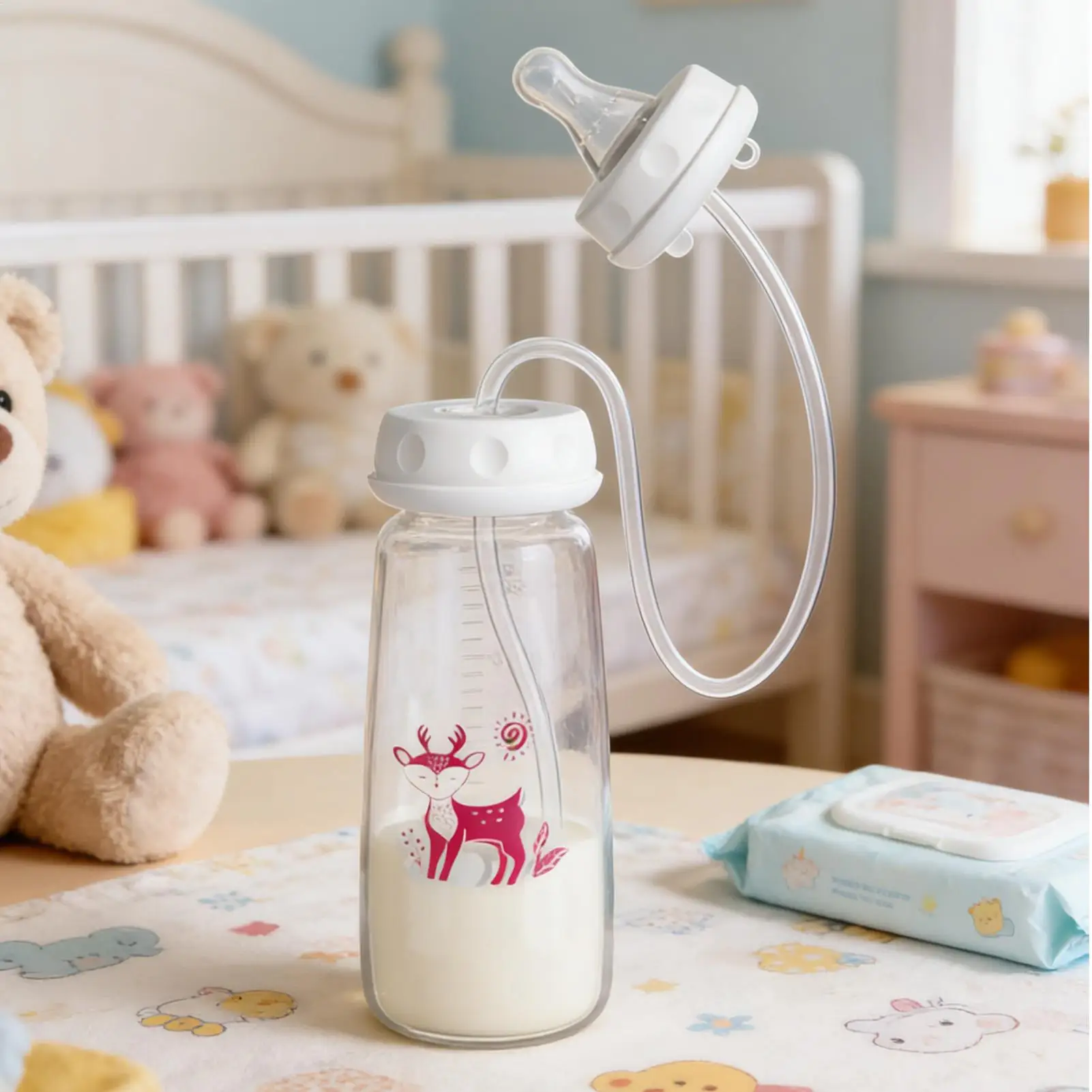 배앓이 방지  젖병(빠른 흐름 젖꼭지/젖꼭지 포함) 240ml 핸즈프리 빠른 흐름..