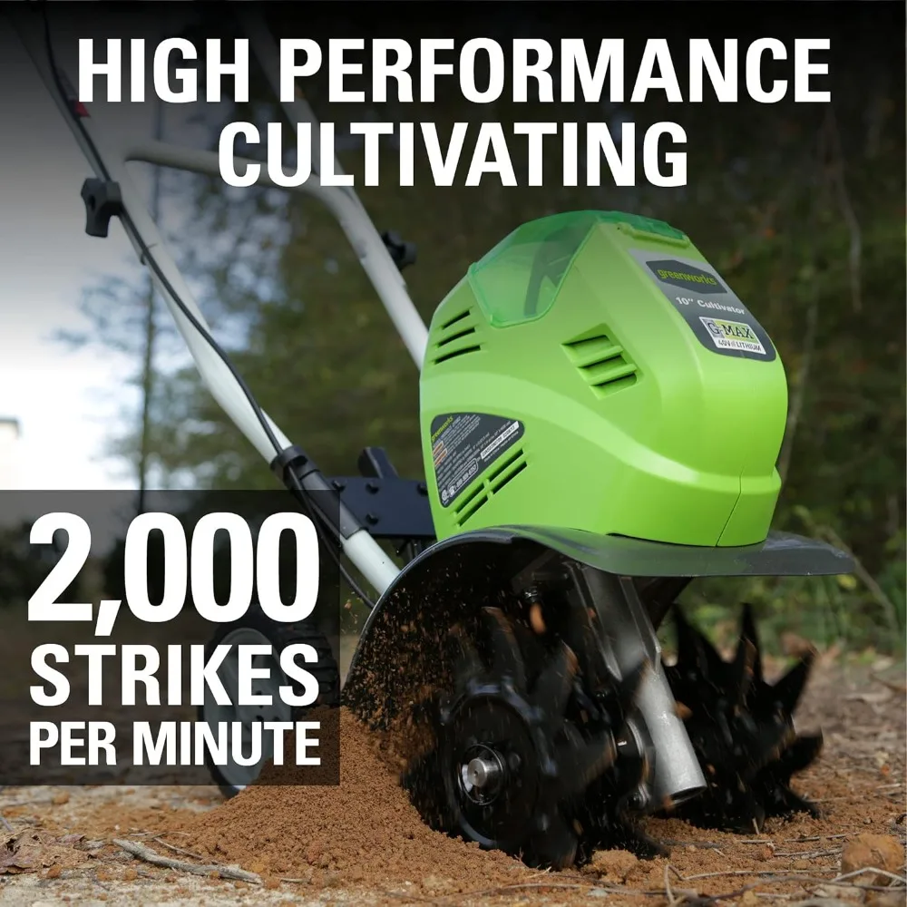 40V 10" Cordless Tiller / Cultivator, 4.0Ah Battery and Charger Included