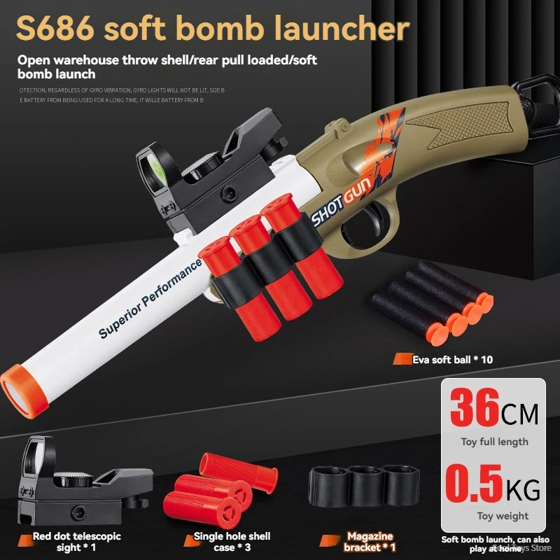 S686 Soft Bullet Shell Ejecting Toy Guns Weapons Sniper Rifle Manual Dart Blaster Shooting Game Toy Gun for Kid Children Outdoor 5