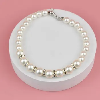 Fashion Pet Coller Puppy Dog Cat Pearl Necklace Pet Accessories Bling Diamond Pets Dogs Cats Collar Pet Wedding Jewelry
