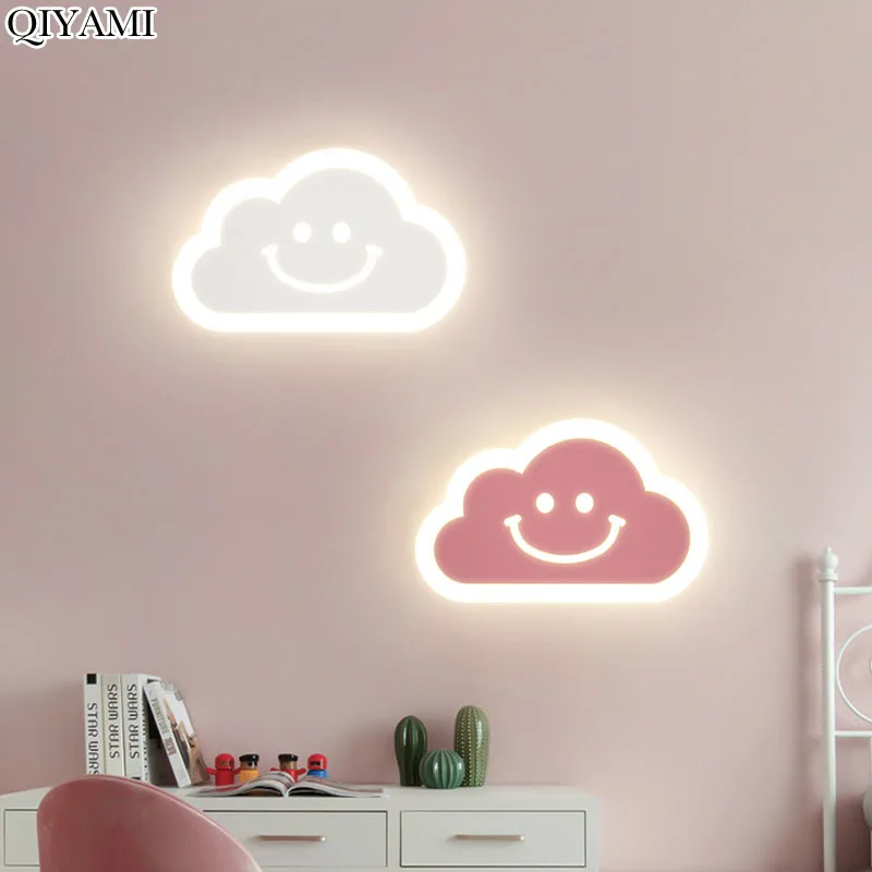 

Minimalist Cloud Wall Lamps Bedroom Bedside Lighting Pink White Dolphin Children's Bedroom Home Decorations Study Indoor Fixture
