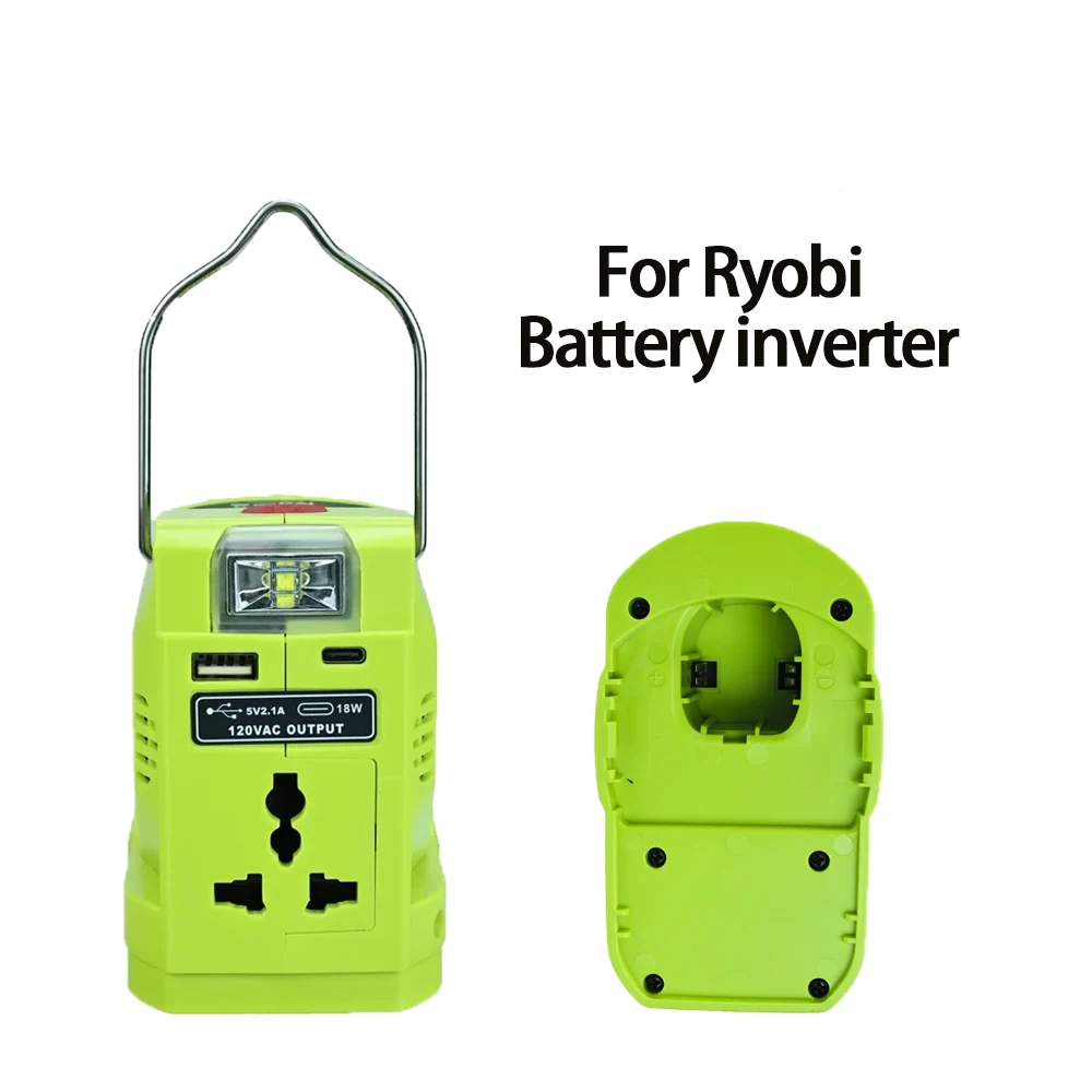 

Переходник для аккумулятора Ryobi, 220 В, 200 Вт, с ручкой, USB-порт Type-c, светодиодная фотовспышка P102 P103 P104 P105 P106 P107 P108