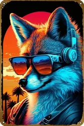 Nostalgic Vintage Neon Fox Metal Wall Art Decor - Aluminum 14x20cm (Aluminum sign)