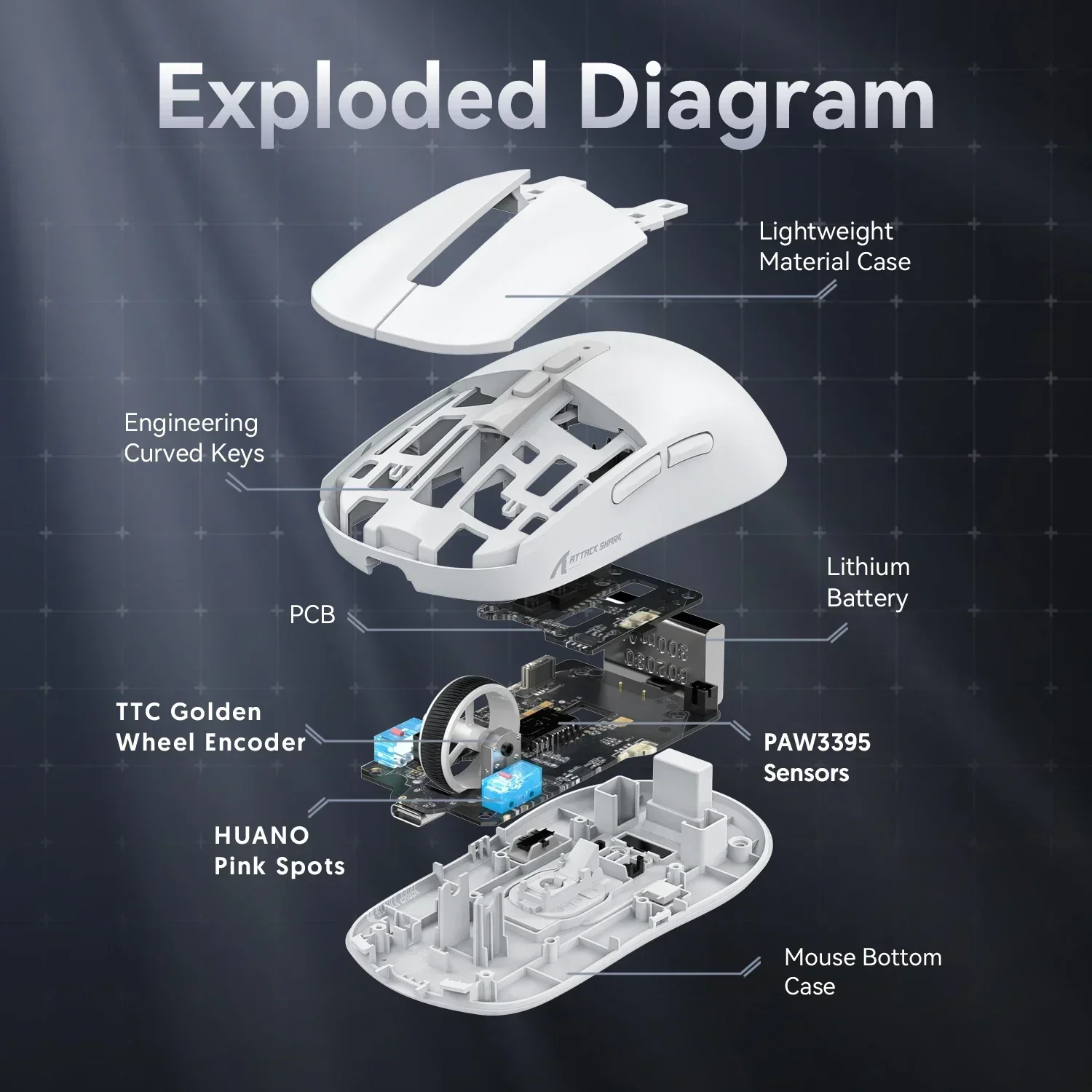 Attack Shark X6 Bluetooth Mouse Tri-Mode Connection RGB Touch Magnetic Charging Base Macro Gaming Mouse