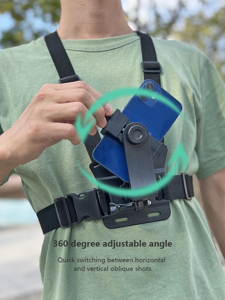Chest Strap Rotate Phone Mount for iphone Smart Phone Belt Body Harness Holder for Gopro Hero 12 11 10 9 8 7 Insta360 Dji Camera