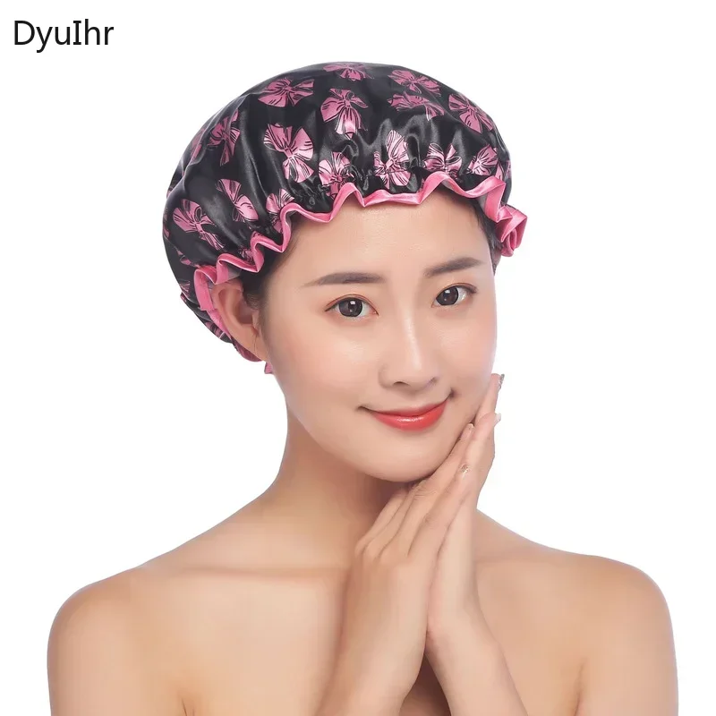 Adult Double Thicken Waterproof Shower Cap Makeup Bathing Headgear Kitchen Dustproof and Oil-proof Hair Cap and Shower Cap 6