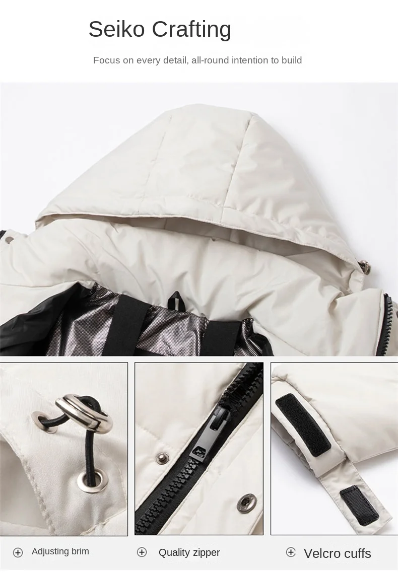 Winter Long Down Jacket Men's Simple Fashion Thickened Warm 90% White Duck Down Parka Women Quality Cold-proof Hooded Coat
