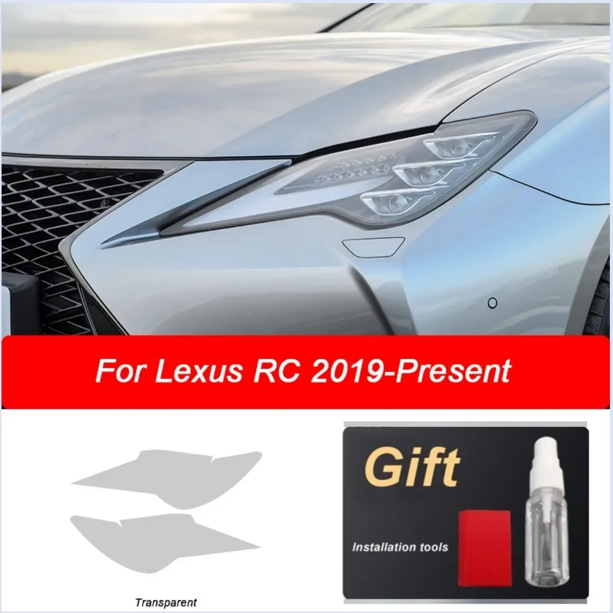 

Front Light Transparent Black TPU Sticker Car Headlight Protective Film For Lexus RC F RC350 Facelift 2019 2020 Accessories