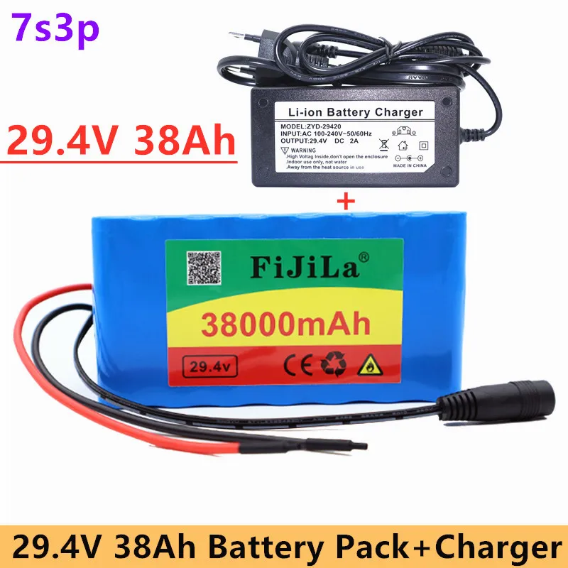 

7s3p 24V 38.0Ah 18650 Battery Lithium Battery 29.4V 38000mAh Electric Bicycle Moped /Electric/Li ion Battery Pack with charger