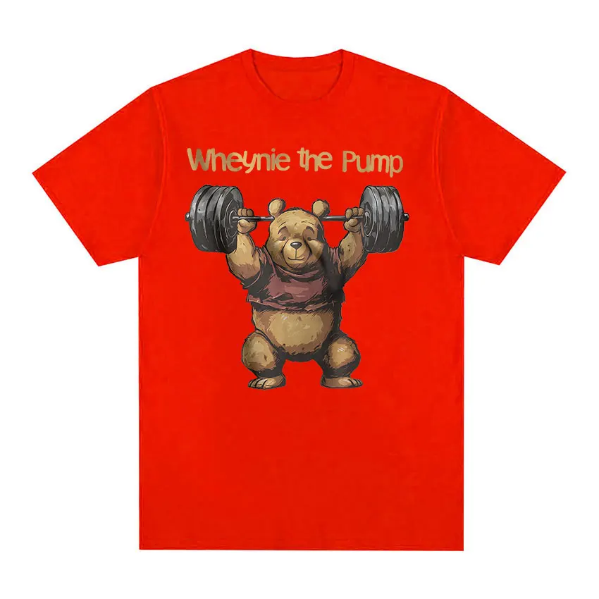 Whenye The Pump Panda Gym Funny Graphic Tee Shirt Men's Vintage Fashion Short Sleeve T-Shirt Tops 100% Cotton Oversized T Shirts 6