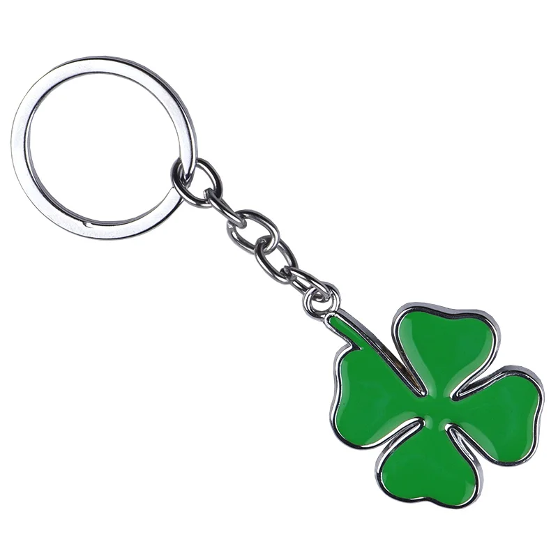 Green Four-Leaf Clover Lucky Keychain Pendant - Charming Car Decor Accessory