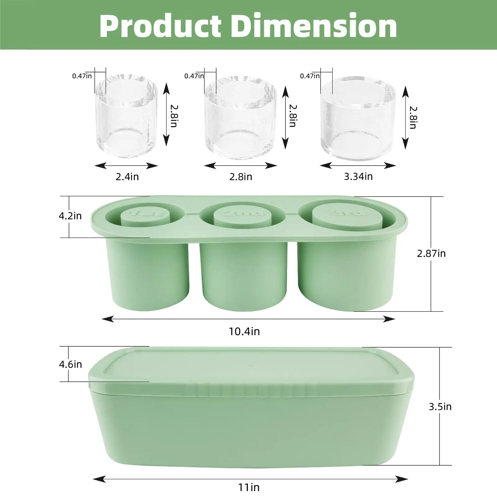 Silicone Ice Mold Ice Cube Tray Mold for Stanley Cup Silicone Ice Cube Maker With Lid for 30-40oz Tumbler Chilling Whiskey Cocktails Drinks