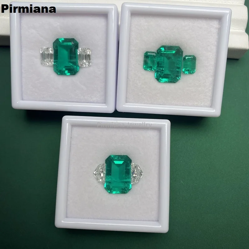 

Pirmiana Hand Made 10x14mm Lab Grown Emerald Loose Stone Set for Jewelry Ring Making